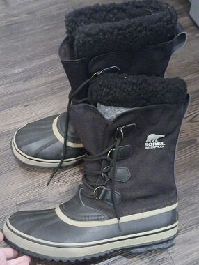 Sorel Mens Pac Nylon Waterproof Boots Black Size 11